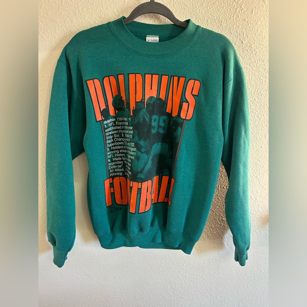 Vintage 90s Salem Sportswear Miami Dolphins Crewneck Sweatshirt Kids M